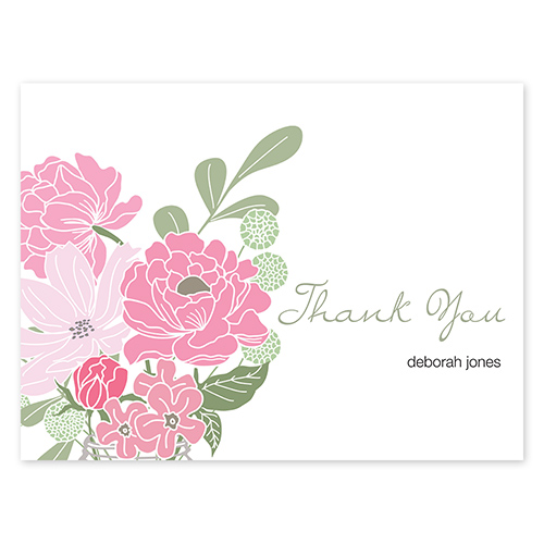Tarjetas de notas rosadas Country Petals