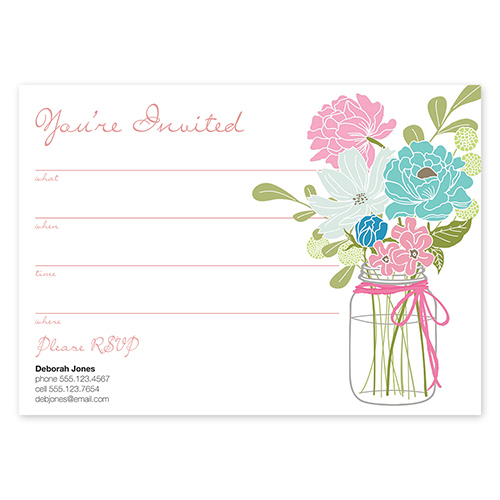 Invitaciones en blanco Country Chic Bouquet, aguamarina