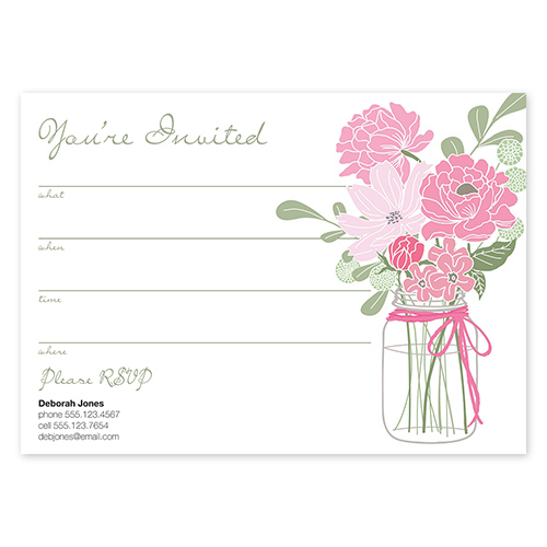 Country Chic Bouquet Pink Fill In Invitations