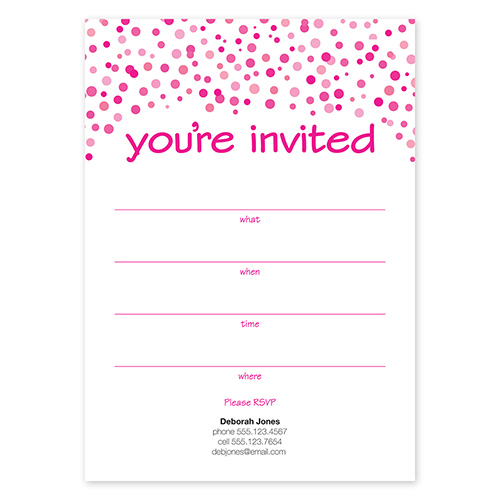 Invitaciones en blanco Confetti Dots, rosado