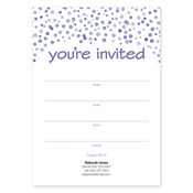 Invitaciones en blanco Confetti Dots, púrpura