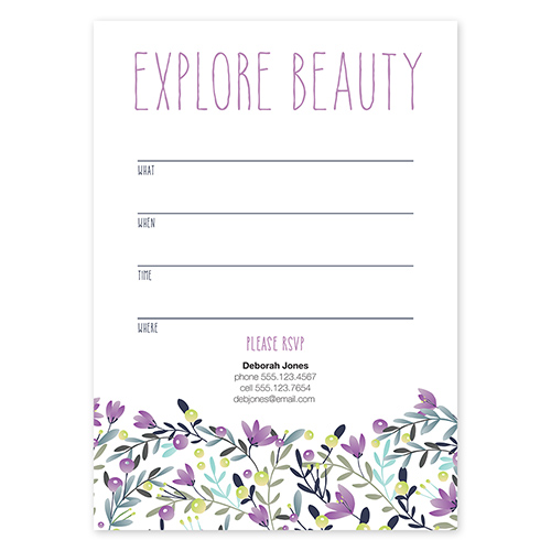 Invitaciones en blanco Colorful Garden, púrpura