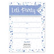 Invitaciones en blanco Let's Party, azul