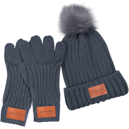 Knit Pom Pom Hat & Gloves Combo
