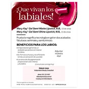 Tarjetas para muestras de lápiz labial de gel Mary Kay, español, personalizadas