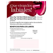 Tarjetas para muestras de lápiz labial de gel Mary Kay, español, no personalizadas